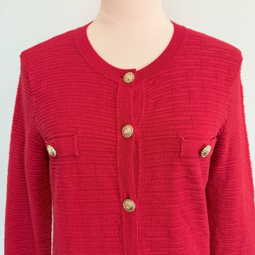 Karl Lagerfeld Paris Women’s Wine Red Cardigan Sweater – Size‎ S - Picture 2 of 8